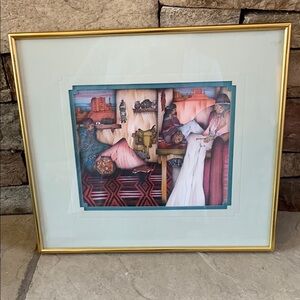 Amado Pena Autoretrato 7750 gold framed Southwestern art work